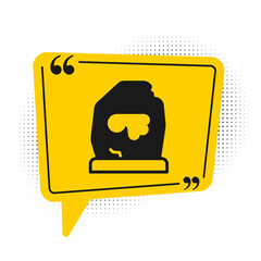 Black Magic rune icon isolated on white background. Rune stone. Yellow speech bubble symbol. Vector