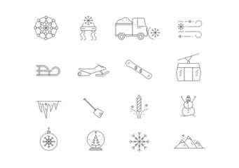Winter holyday icon set