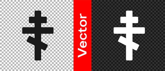 Black Christian cross icon isolated on transparent background. Church cross. Vector