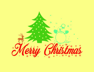 merry christmas greeting card in yellow background