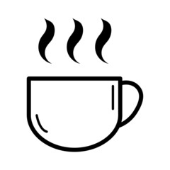 Coffee icon, breakfast drink cafe, cappuccino, hot simple isolated illustration, vector line