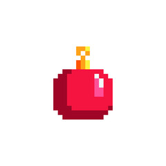 Christmas tree toy pixel art 8-bit icon. Design for greeting card, logo, web, mobile app. Сhristmas ball isolated vector illustration. 