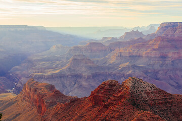Fototapeta na wymiar Grand Canyon at the sunset with colorful cliffs, Arizona, USA