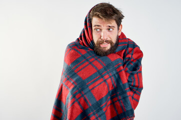 Fototapeta premium sick man took refuge betraying emotions discontent cold