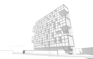 Architecture digital drawing 3d illustration