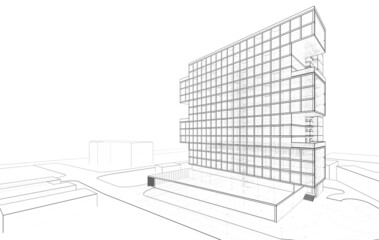 Architecture digital drawing 3d illustration