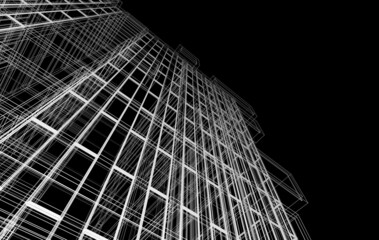 Architecture digital drawing 3d illustration