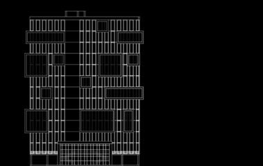 Architecture digital drawing 3d illustration