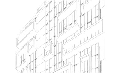 Architecture digital drawing 3d illustration