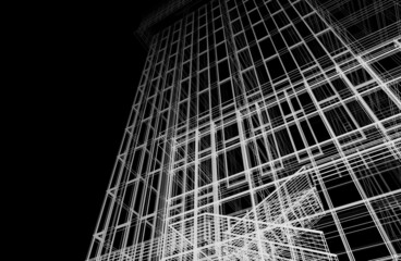 Architecture digital drawing 3d illustration