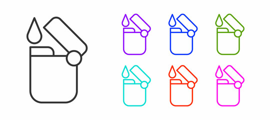 Black line Lighter icon isolated on white background. Set icons colorful. Vector