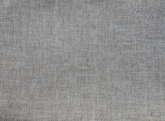 Empty textured gray-beige linen background, macro photo