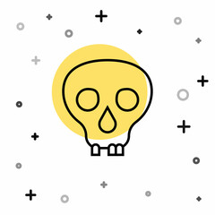 Black line Skull icon isolated on white background. Happy Halloween party. Random dynamic shapes. Vector