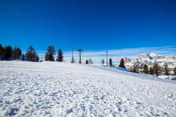 Dolomities winter mountains ski resort