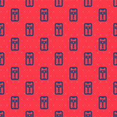 Obraz na płótnie Canvas Blue line Online auction icon isolated seamless pattern on red background. Bid sign. Auction bidding. Sale and buyers. Vector