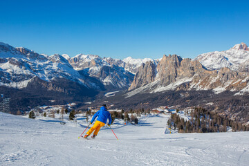 Alpine skier on slope at Cortina - 471870990