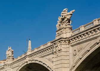 Fototapeta na wymiar Statues on Ponte Vittorio Emanuele II in Rome, Italy