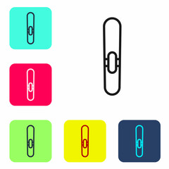 Black line Cigar icon isolated on white background. Set icons in color square buttons. Vector