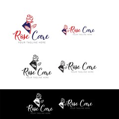 Fototapeta na wymiar Rose Care Beauty Salon Logo Design