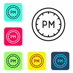 Black line Day time icon isolated on white background. Time symbol. Set icons in color square buttons. Vector