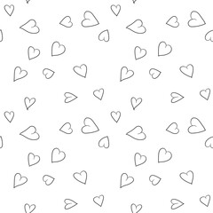 Abstract black and white simple hearts seamless pattern