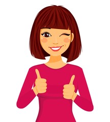 Girl's emotion. Hand gestures, character. Flat style on a white background. Cartoon 