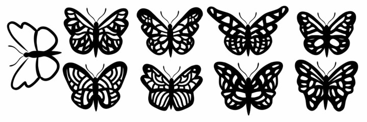 Black Butterfly set collection pack vector 