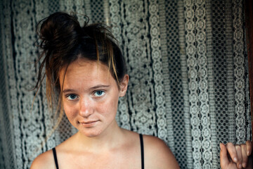 Fototapeta premium Portrait of a young rural girl.