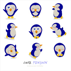 COLLECTION OF CUTE PENGUIN WITH VARIOUS MOVEMENTS
