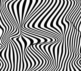 Abstract twisted illusion background patterns. Optical illusion of a wavy image, black on a white background. Vector illustration