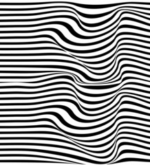 Vector seamless pattern. Abstract twisted background pattern. Horizontal wavy black lines on a white background. Vector illustration