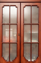 Glass decorative cabinet doors, background.