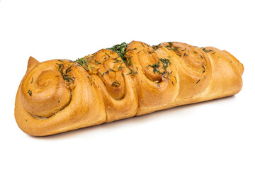 ukrainian garlic bun pampushka isolated on white background