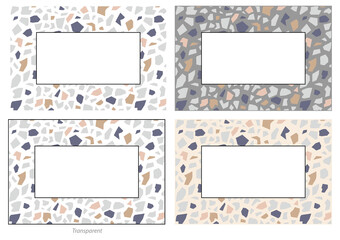 Rectangle Terrazzo Frame Clipart Set - Transparent and Solid