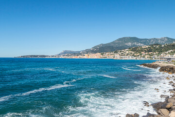 Panoramic view of Menton from Ventimiglia