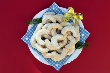 Delicious homemade vanilla rolls with nuts - favorite Czech Christmas cookies