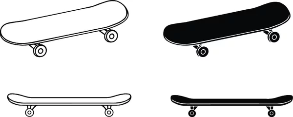 Fotobehang Skateboard Clipart Set - Outline and Silhouette © Amarc