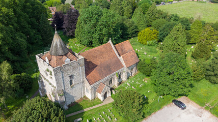 aerial view of church