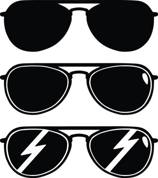 Sunglasses Clipart Set - Outline and Silhouette