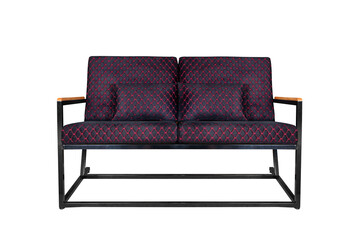 front view of dark with light red honeycomb sofa furniture isolated on white background