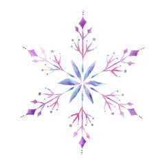 watercolor hand drawn snowflake