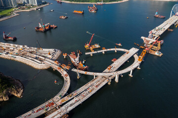 Cross harbor bridge under construction