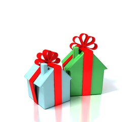 Two little houses. 3d render