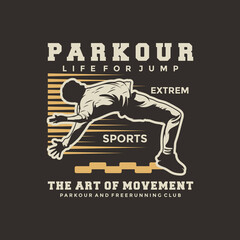 Silhouette Parkour logo vector illustration or emblem template
