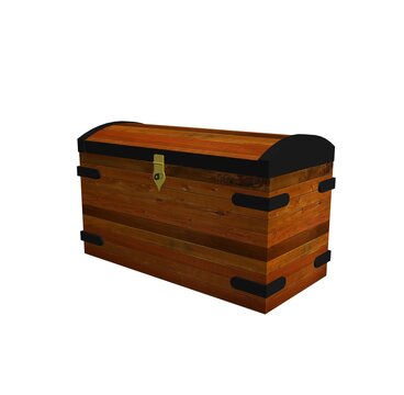 Wooden treasure chest. 3d render