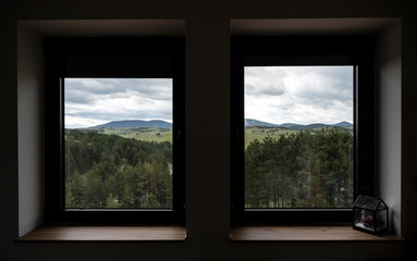 View of the hills through the bedroom window.  A view of the freedom .