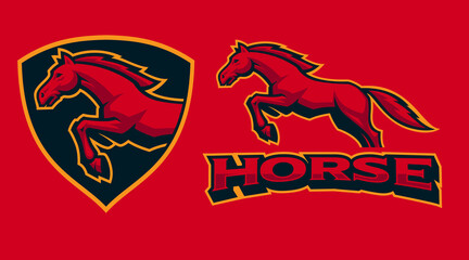 Horse Mascot Badge, Sports Emblem - obrazy, fototapety, plakaty