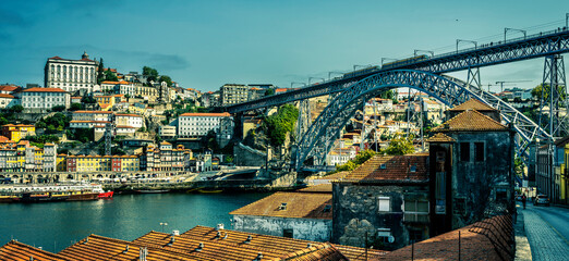 View of famous bridge in Porto