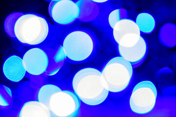 Abstract blue Christmas lights, bokeh as background