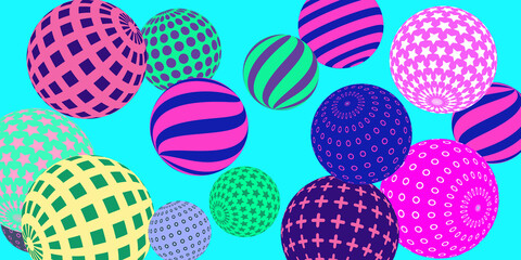 Retro 3d illustration abstract balls, great design for any purposes.  Modern poster for cover design.  Vector illustration design. Background wall design.